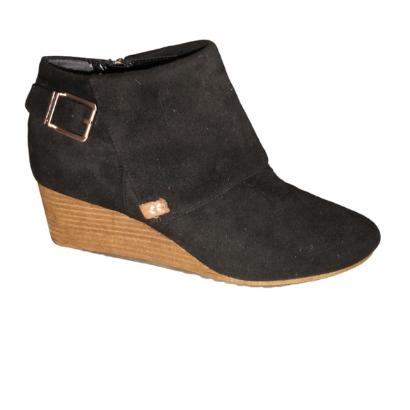 Dr. Scholl’s Women’s Ankle Booties Black US 9.5M Brown Stacked Wedge Buckles - Picture 9 of 12